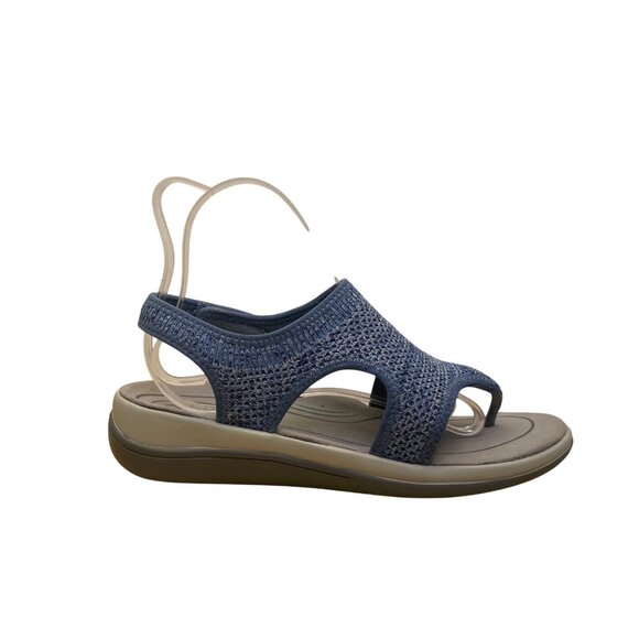 Orthofeet Women’s Blue Knit Open-Toe Adhesive Closure Sandals Size 10.5D - Picture 1 of 9